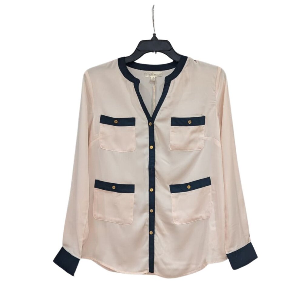 NOT FOR SALE / SOLD Alythea Ivory Black Contrast Blouse Size S - Picture 2 of 4